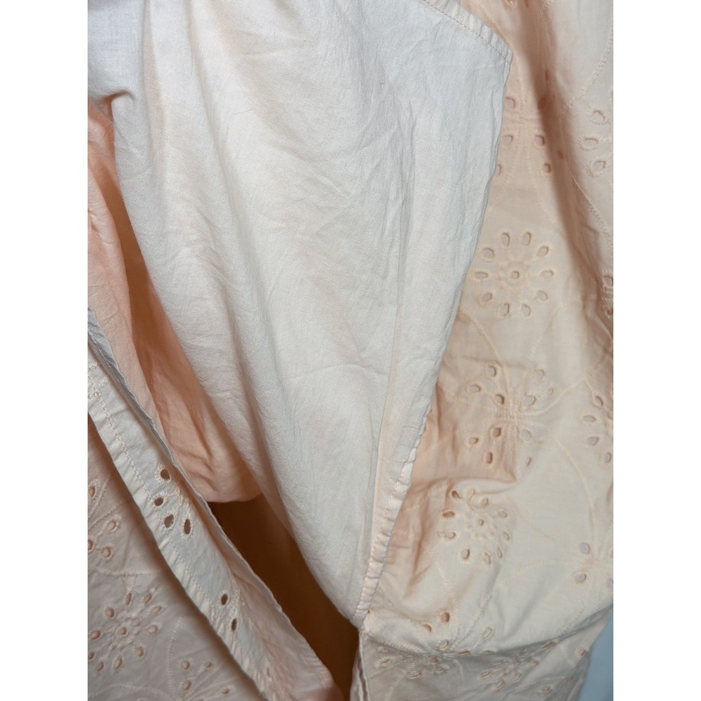 Eloquii Eyelet Midi Dress 18 Peach Cotton Ruffle Sleeve Lined Cottagecore - Picture 7 of 8